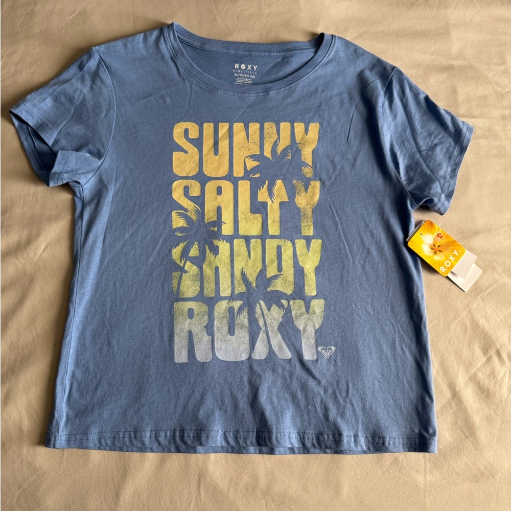 Roxy Sunny Salty Sandy Blue Tee - Picture 2 of 7